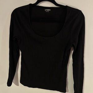 Old Navy Women's Ribbed Black Long Sleeve Tee